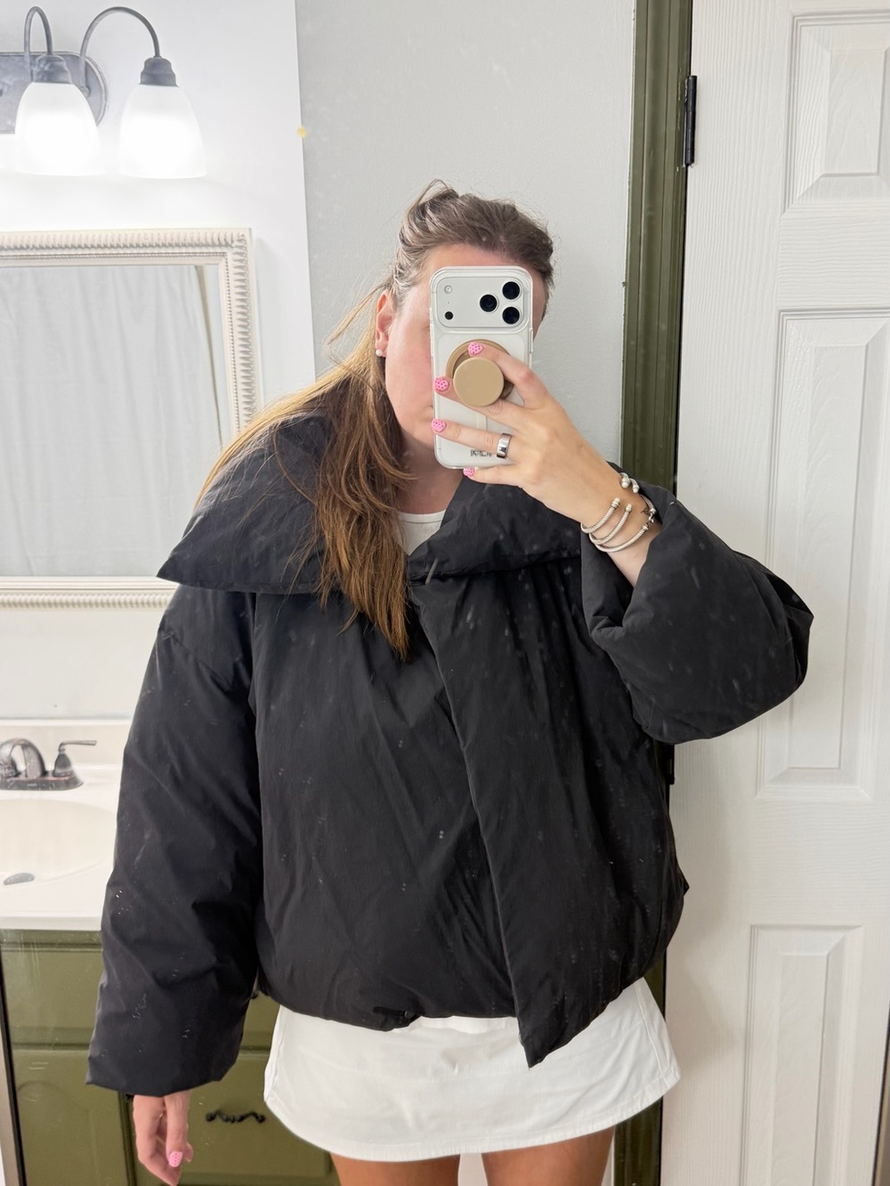 Zara Black Women's Oversized Puffer Jacket with pockets